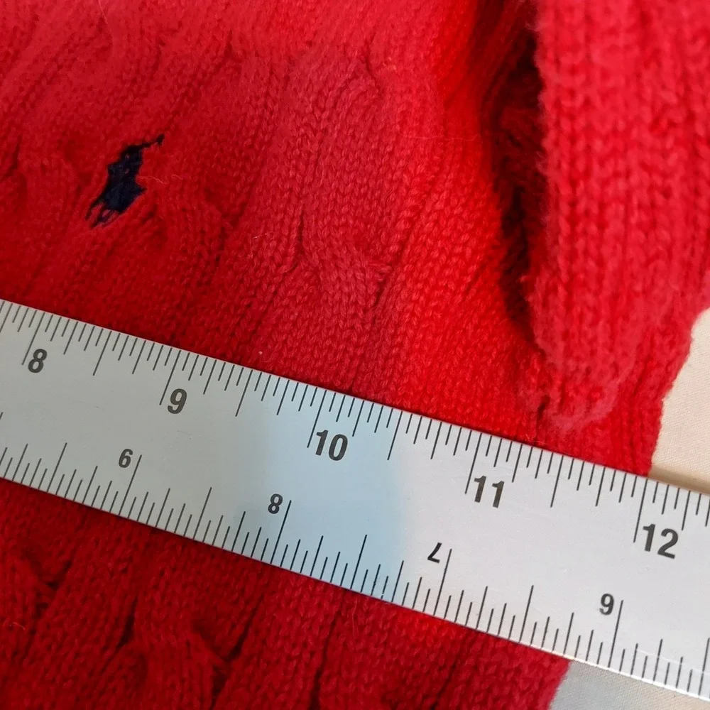 Polo Ralph Lauren Kids Red Cable Knit Cotton Sweater Size 5 Pony Logo‎ Preppy
